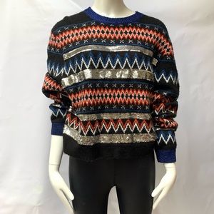 TopshopSequinStripe Fair Isle Black Multi Sweater